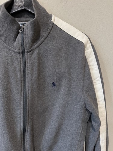 Polo Ralph Lauren Track Jacket Mens L Gray White Zip - Picture 3 of 14
