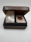 Italian Leather Mini Card Holder Embossed With A Set Of Two Mini Deck Of Cards — photo 1