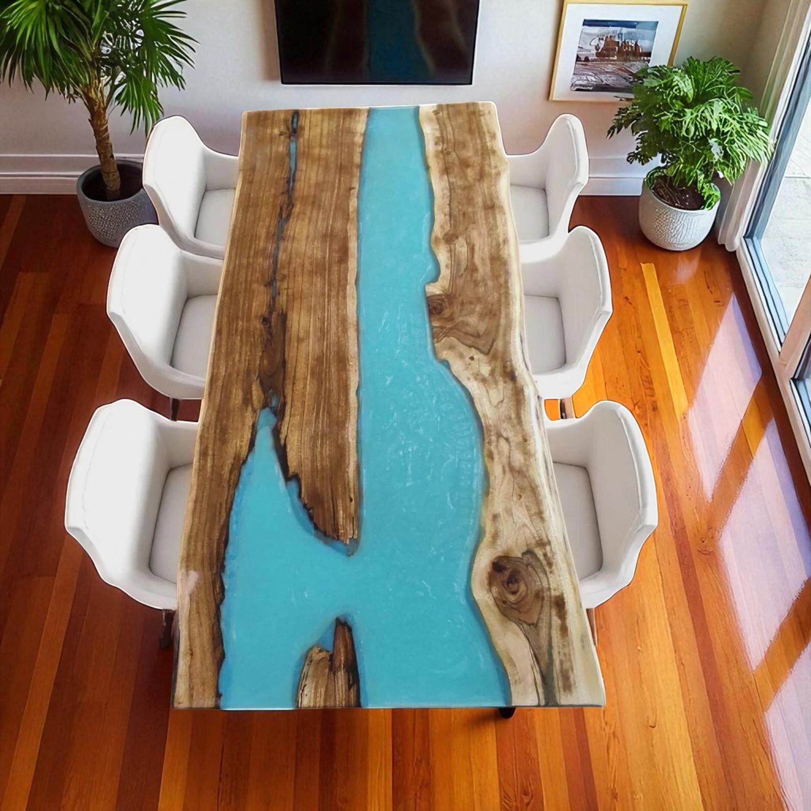 48x30 Custom Epoxy Resin Wood Table Top for Living Room or Hotel Decor-image