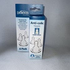 Dr Brown's Anti Colic Baby Bottle Nipple 6 Pack Narrow Med Flow Level 2 Nipples