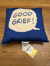 Peanuts Charlie Brown Pillow Blue "Good Grief" Indoor/Outdoor 15” NEW