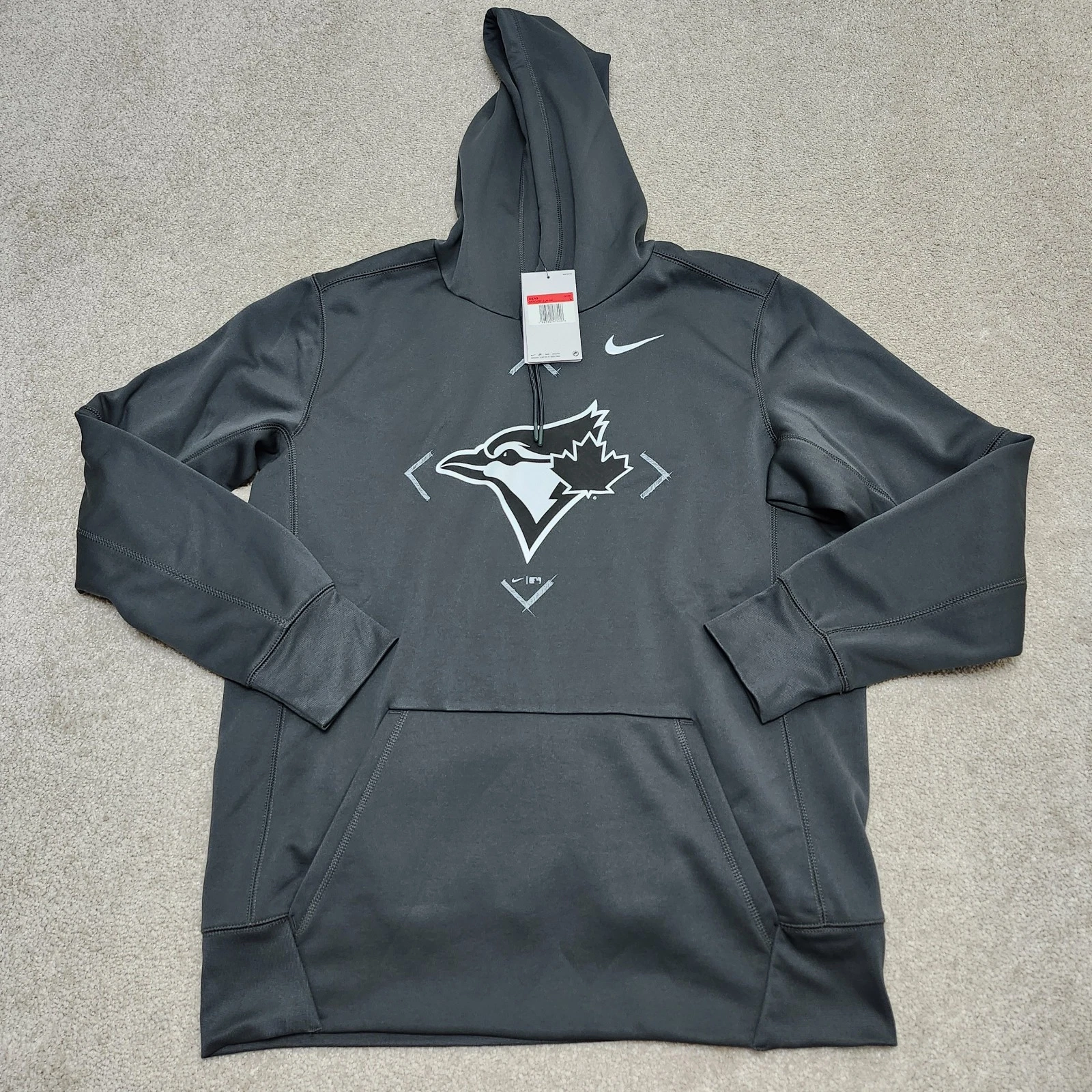 Nike Men Large Toronto Blue Jays Hoodie Gray Therma-Fit