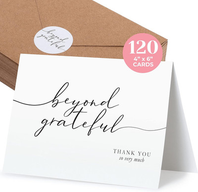 120 tarjetas de agradecimiento en blanco de gran peso con sobres Tarjetas