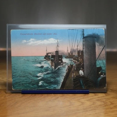 Torpedoboots Division Kaiserliche Marine Marinepost Cuxhaven 1917 Photochrom AK - Bild 1 von 4