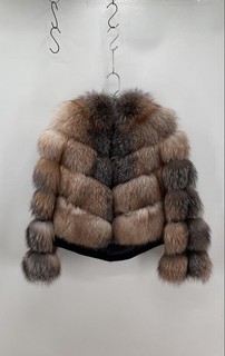 Unbranded Women's Natural Genuine Fur Cropped Jacket Size Measured