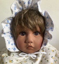 REVERSIBLE Baby BONNET Blue Flowers/White