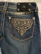 Miss Me Women  s Distressed Embellished Boot Jeans 27