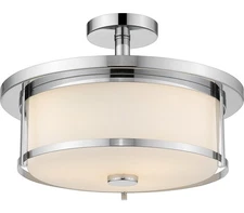 Z-Lite 465SF16-CH Savannah Semi Flush, 3-Light 300 Total Watts, Chrome