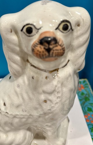 Antigua estatuilla de perro Spaniel STAFFORDSHIRE 9" de alto siglo XIX pintada a mano - Imagen 8 de 8