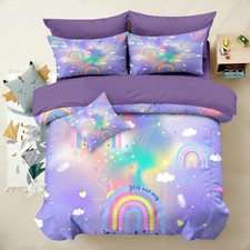 6pcs Rainbow Comforter Set for Girls,Twin Size Bedding Sets for Teen,Kids Com...