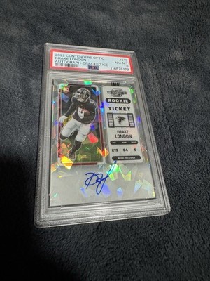 PSA 8 2022 Contenders Optic Drake London Cracked Ice Rookie Ticket Auto /22