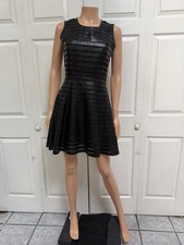 Black Genuine Leather Cocktail Mini Dress Size S