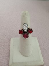 Size 7 Womens silver ring with abalone stone and 3 accent stones