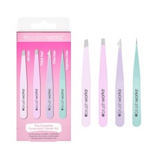Image of Brushworks 4 Piece Combination Tweezer Set - Pastels