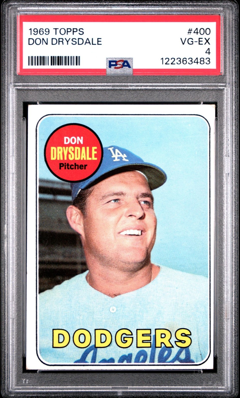 1969 - TOPPS - #400 - DON DRYSDALE - HOF - CY - 3WS - VGEX - PSA 4 - NEW SLAB