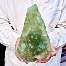 5.45LB Natural green cubic fluorite quartz crystal mineral specimen