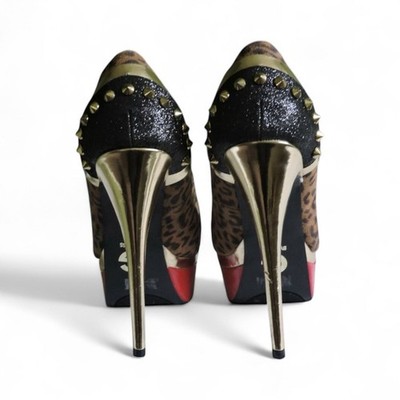 G by Guess Veela Leopard Spiked Multi Stiletto Platform Heels