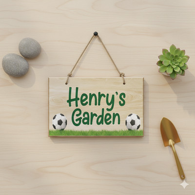 Personalisiertes Fußball Holz Garten Schild Hängetafel Wunschtext Dekoration