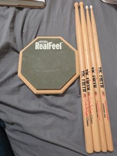 Evans Real Feel Practice Pad 2 Sided 6 Inch Used And 4 Vic Firth Drum Sticks