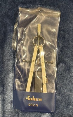 Pickett 402N drafting compass, made in Germany, with case and Extra Parts