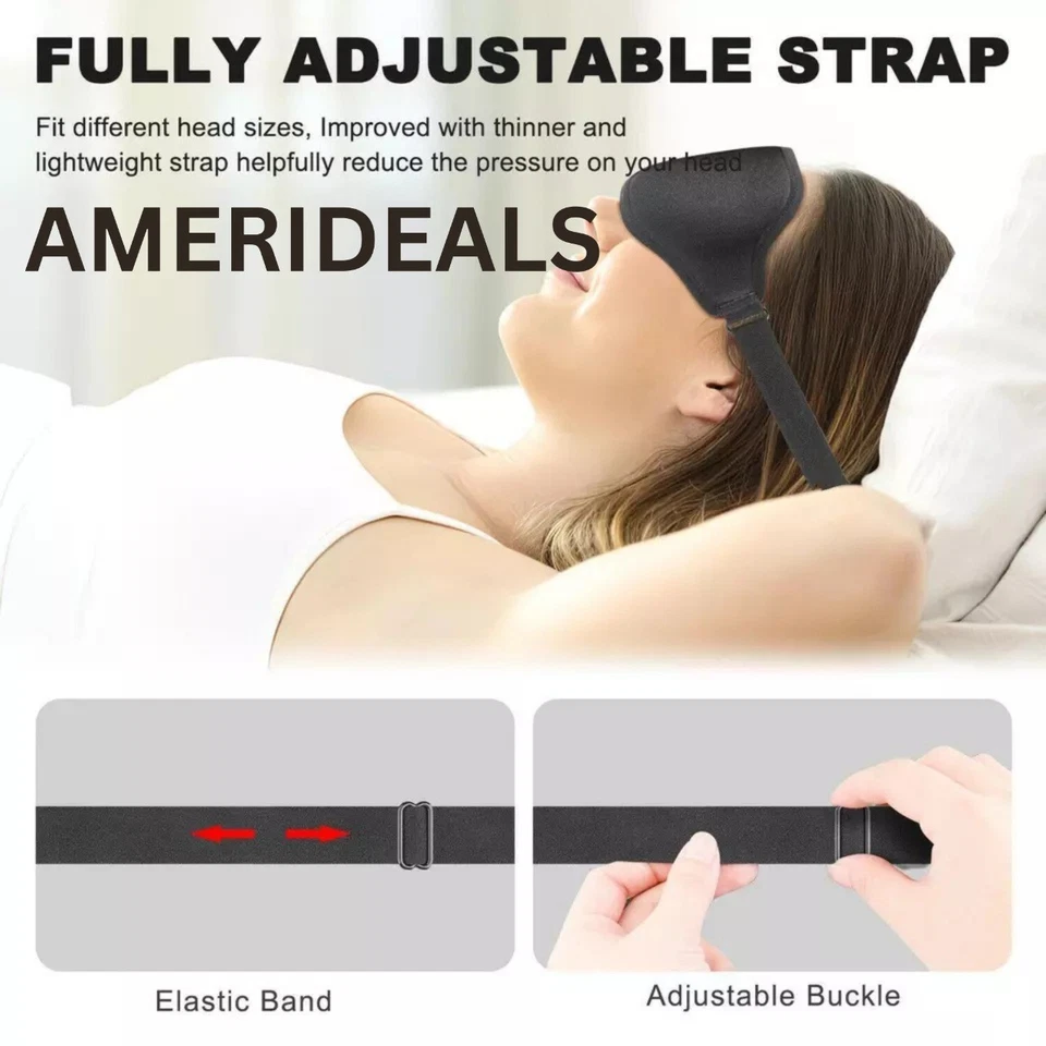 3D Travel Silk Eye Mask Sleeping Soft Padded Shade Cover Rest Relax Blindfold - Image 4 of 4