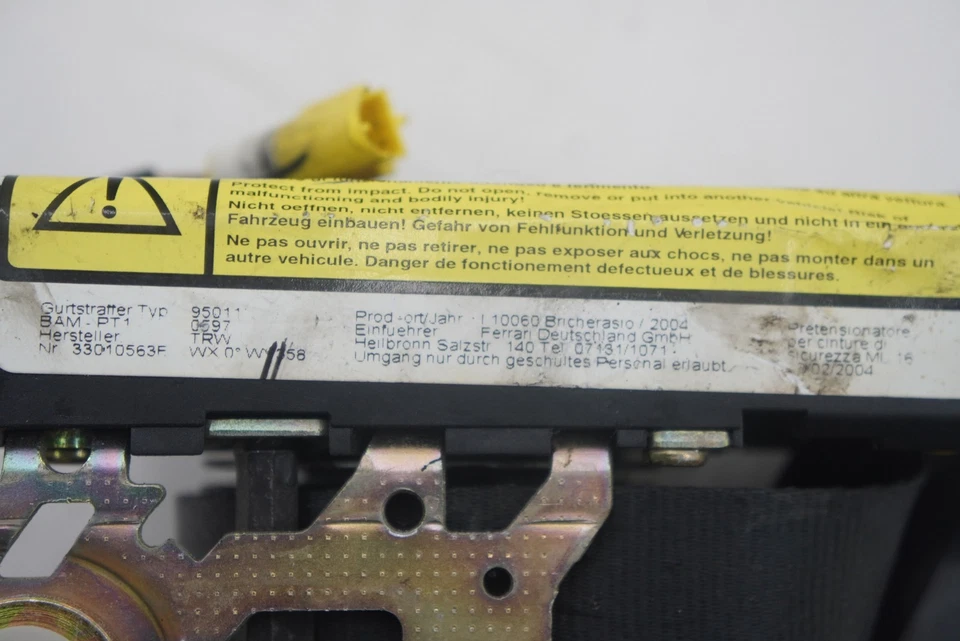Cinturón de seguridad pasajero delantero derecho retractor negro 65802400 Ferrari 360 Modena 2004 Foto 3 de 4