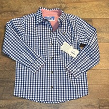 Boys button down collared dress shirt Navy and White Check New with Tags Size 6