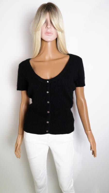Fornarina Y2K Angora Blend Black Knit Short Sleeve Sweater Size M Vintage 2000s image 2