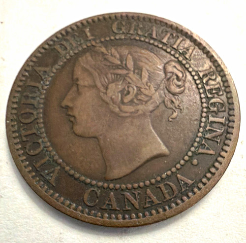 Canada 1859 One Cent 1C Victoria Dei Gratia Regina Copper Pre-Confederation