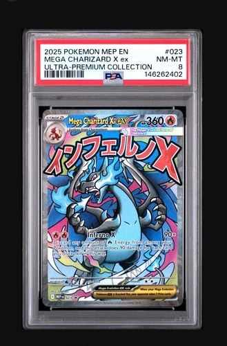 2025 POKEMON MEP EN-ME MEGA CHARIZARD X EX BLACK STAR PROMO #023  - PSA 8 NM-MT