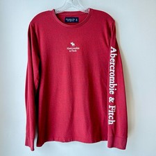 Abercrombie Fitch Soft Tee Men  s Medium Red Heather Moose Spell Out Embroidered