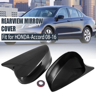 2X For Honda Accord 2008~2016 Carbon Black Look Rearview Side Mirror Cover Caps