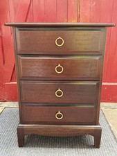 Stag 4 Drawer Bedside Chest Mahogany Finish Brass Ring Handles 72cm