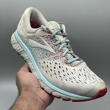 BROOKS Womens Size 10 Glycerin 16' White/Blue Lightweight Running Shoes