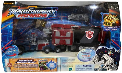 Transformers Armada Powerlinx Optimus Prime w Corona Sparkplug Mini-Con NEW 2003