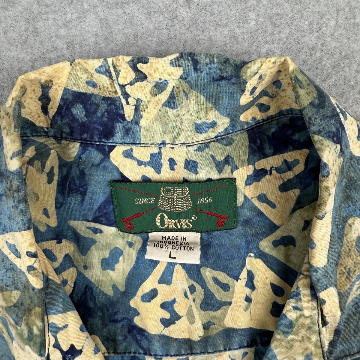 ウェア 90s orvis nylon shirt Vintage 90's Orvis Hawaiian Camp Shirt Men's L Blue Loop