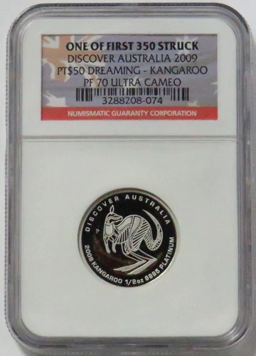 2009 PLATINUM DISCOVER AUSTRALIA NGC PROOF 70 UC 1/2oz $50 KANGAROO NGC PR70 UC