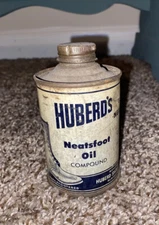 Vintage Can of Huberd's Shoe Oil McMinnville Oregon 20s or 30s Full With Lid