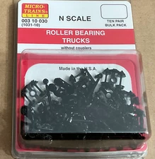 Micro-Trains N Scale 003 10 030 (1031-10) Roller Bearing Trucks w/o couplers 10