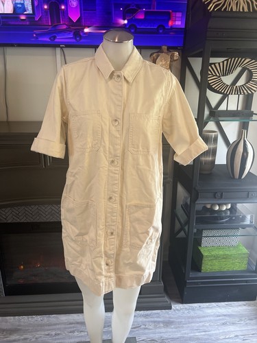 Everlane Modern Utility Button Down Shirtdress 2 gently used B1