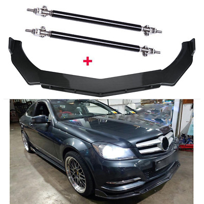 For Bens Carbon Fiber Front Bumper Lip Splitter Spoiler+Strut Rods Body Kit