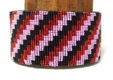 Beaded Cuff Bracelet 2" W x 8" L Leather Backed Adjustable FREE SHIPPING 11