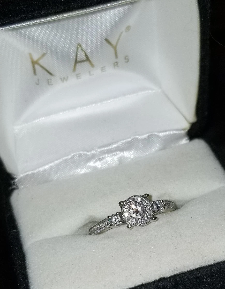 1339 Kay Jewelers 14k White gold 5 8cttw Halo cluster Diamond
