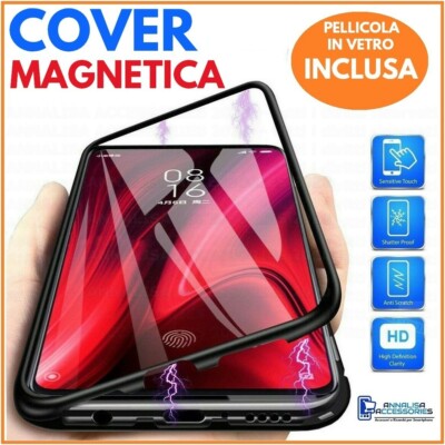 BLACK MAGNETIC CASE COVER + TEMPERED GLASS FILM FOR HUAWEI P30 LITE