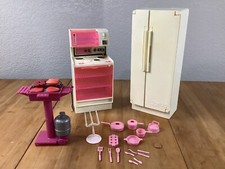 Vintage Barbie Stove, Fridge And Grill Appliances With Accessories