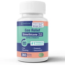 WELMATE Gas Relief | Simethicone 125mg | 365 Softgels Exp 12/26 (Generic Gas-X)