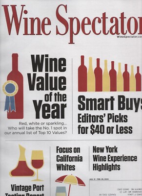 Wine Spectator Magazine Jan 31 Feb 29 2024 Value Of The Year Smart Buys New York
