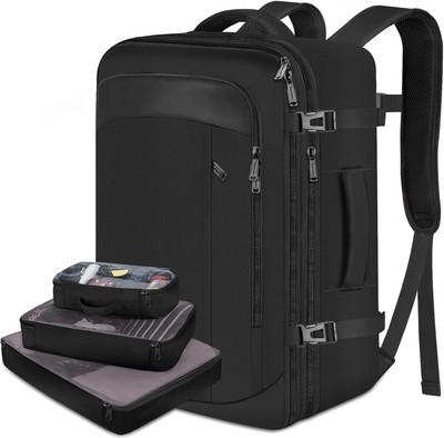 Versatile 50L Black Backpack with Packing Cubes - Ideal for Travel and Daily Use