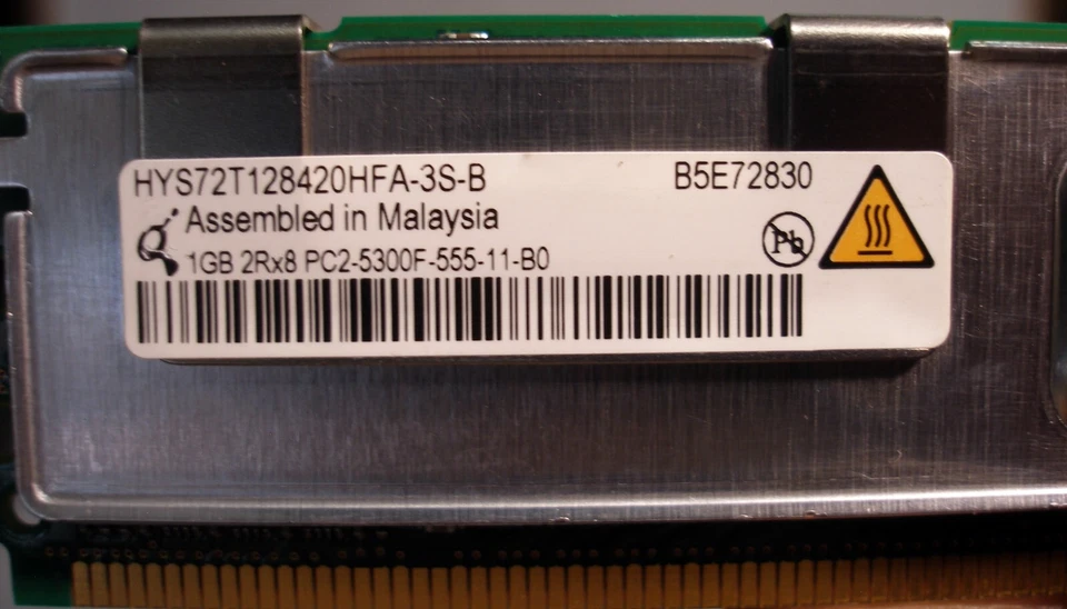 Qimonda HYS72T128420HFA-3S-B 1GB PC2-5300 DDR2-667 ECC CL5 240-Pin DIMM Memory - Image 3 of 3