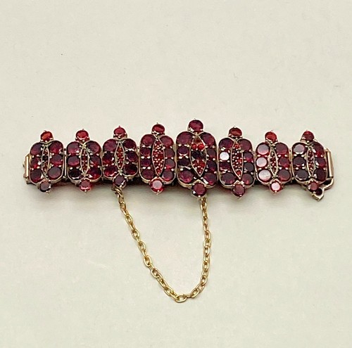 Dazzling Victorian Bohemian Garnet & Silver Bracelet 6 1/2" Mint Condition - 第 7/7 張圖片